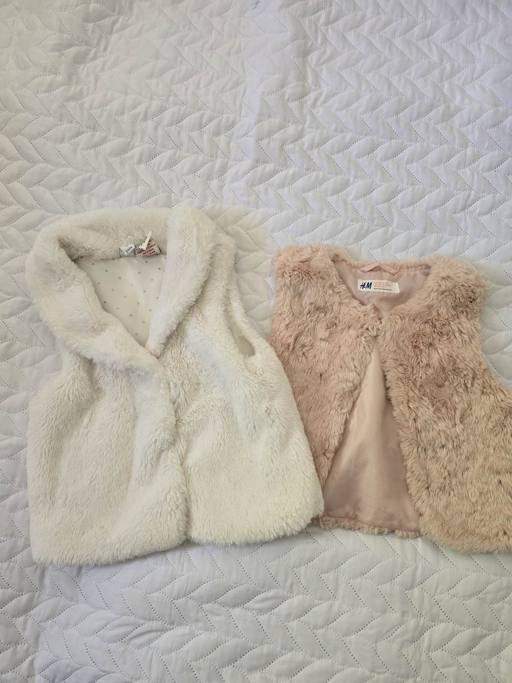 H&M Cream and Blush Faux Fur Vests Set